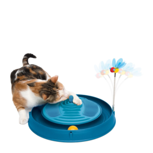 circuit 3 en 1 avec balle, bandes de massage et herbe catit play, bleu, 36 cm (14 po)